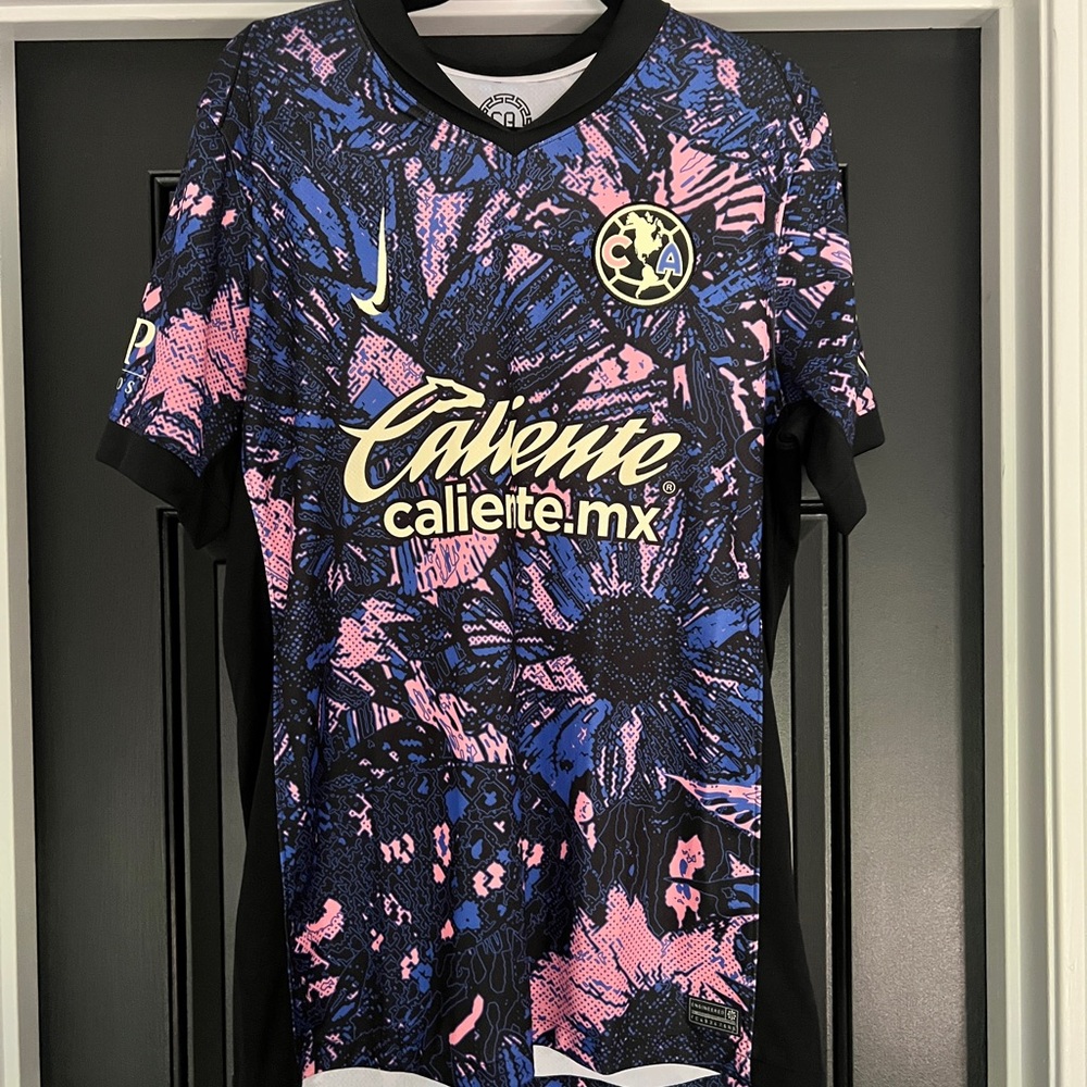 Nike Pink and Blue Artistic Soccer Jersey